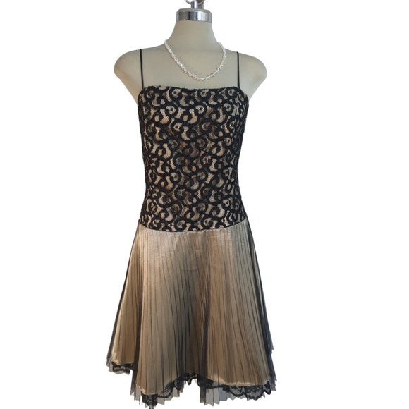 ASPEED Black Lace Top And Gold Mesh and Satin Strapless Dress Size XL Grande - Picture 14 of 16